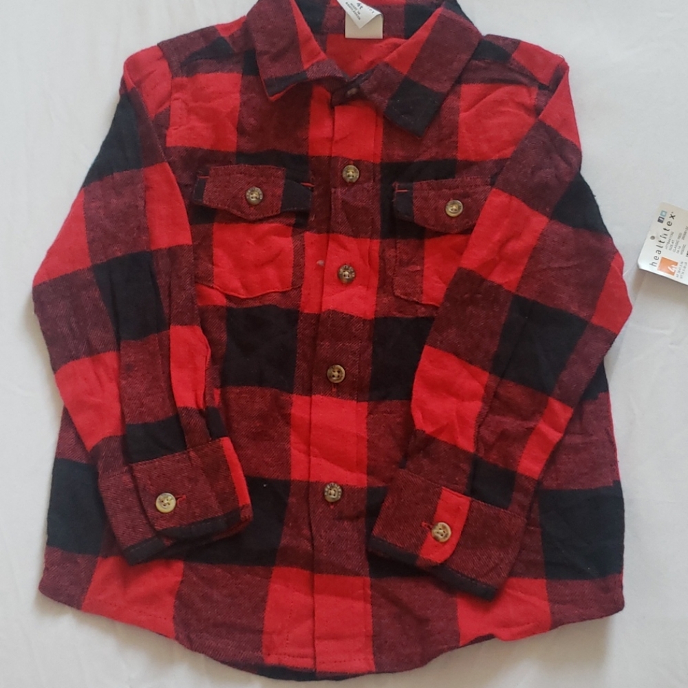 Healthtex Red and Black Plaid Fannel Boy Shirt